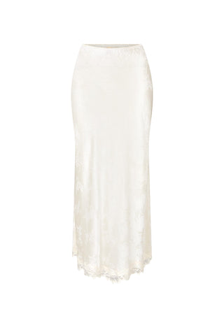 an-off-white-satin-midi-skirt-with-a-subtle-floral-jacquard-pattern-and-a-delicate-lace-hem-shown-against-a-plain-white-background