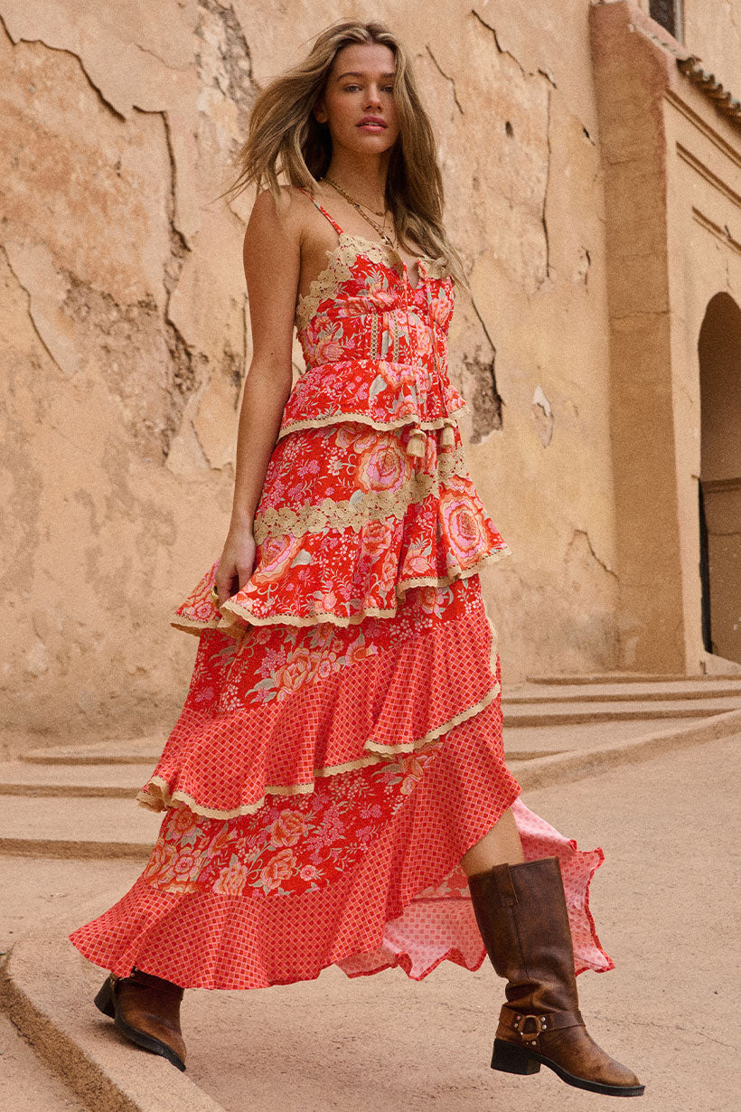 Full Bloom Ruffle Soirée Dress